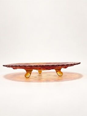 Amber Glass Pedestal Serving Stand by